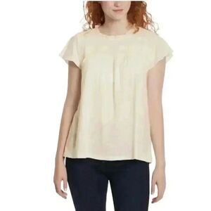 Ella Moss Women's Ivory Cotton/Modal Knit Ruffle Sleeve Top NEW